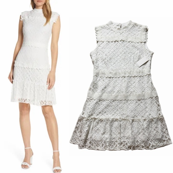 julia jordan Dresses & Skirts - NEW Julia Jordan White Lace Mock Neck Easter Sunday Dress 16